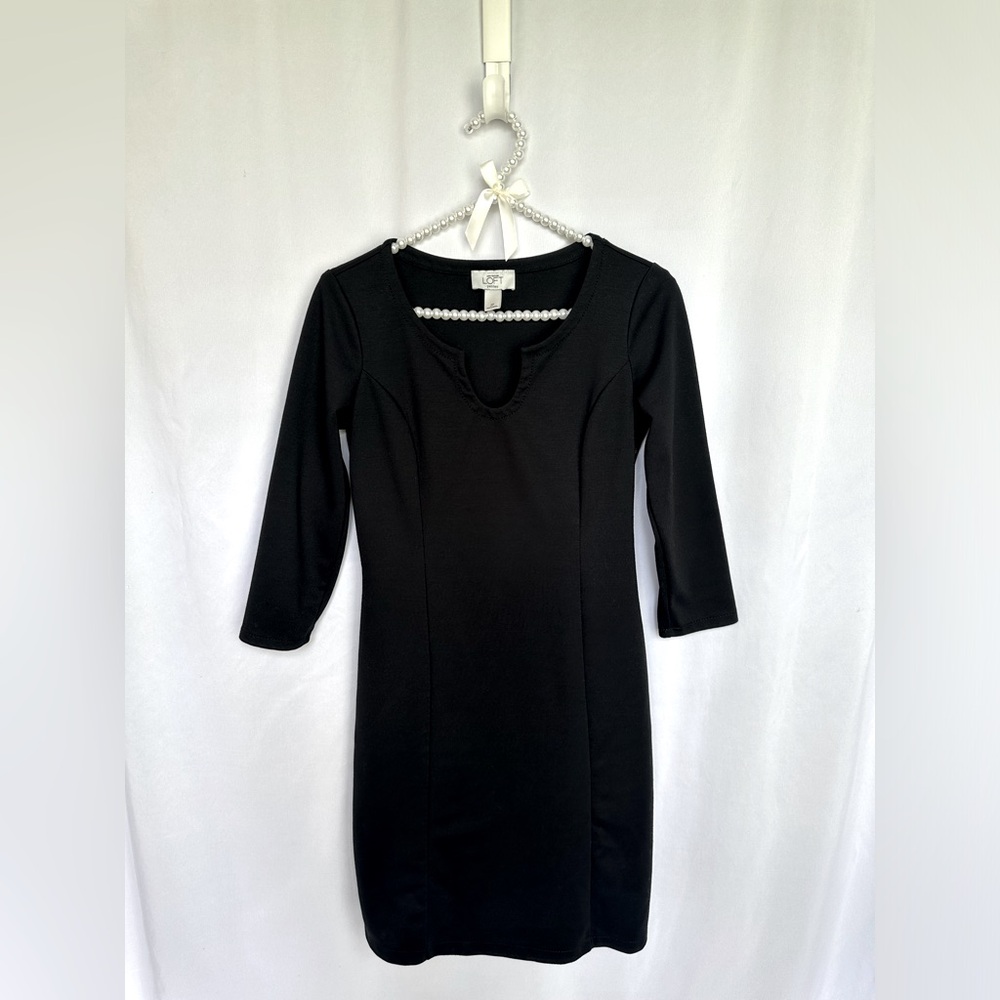 Ann Taylor Loft Petites Women's Black 3/4 Sleeve Bodycon Dress Size 4P